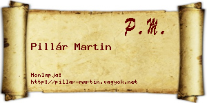 Pillár Martin névjegykártya